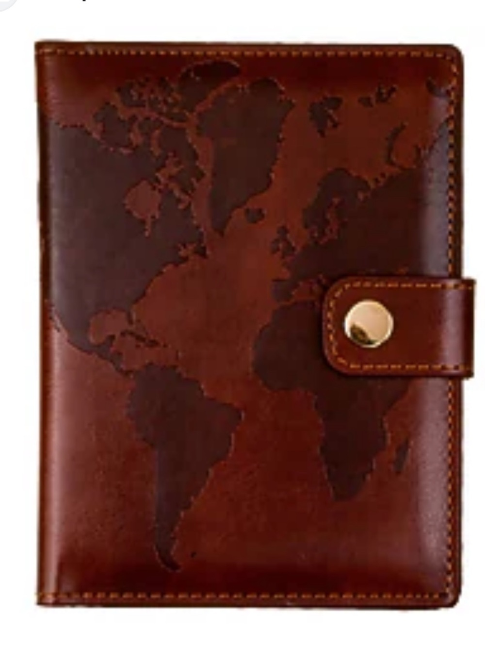 Eccolo Brown Faux Leather Passport Wallet World Map Embossing